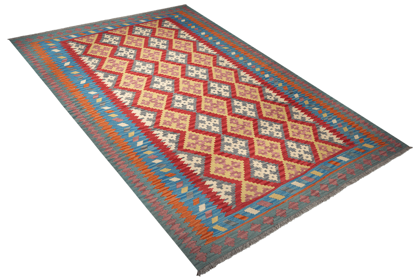 Kelim Gashgai — Handmade, 208x298 cm, Red, 100% Virgin Wool | View 4