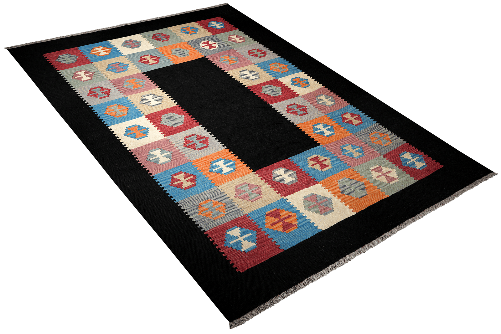 Kelim Gashgai — Handmade, 209x289 cm, Black, 100% Virgin Wool | View 4