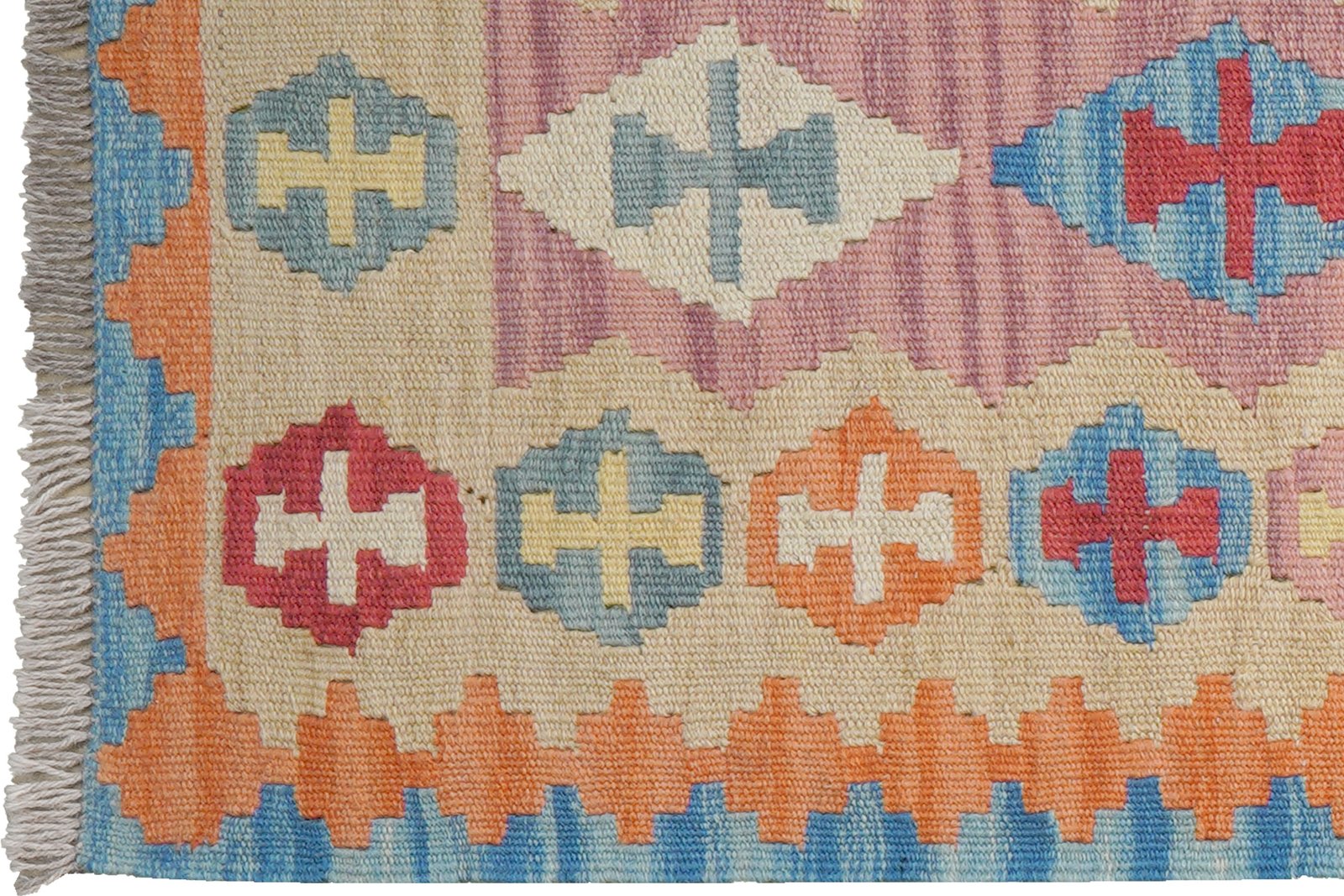 Kelim Gashgai — Handmade, 60x260 cm, Pink, 100% Virgin Wool | View 3