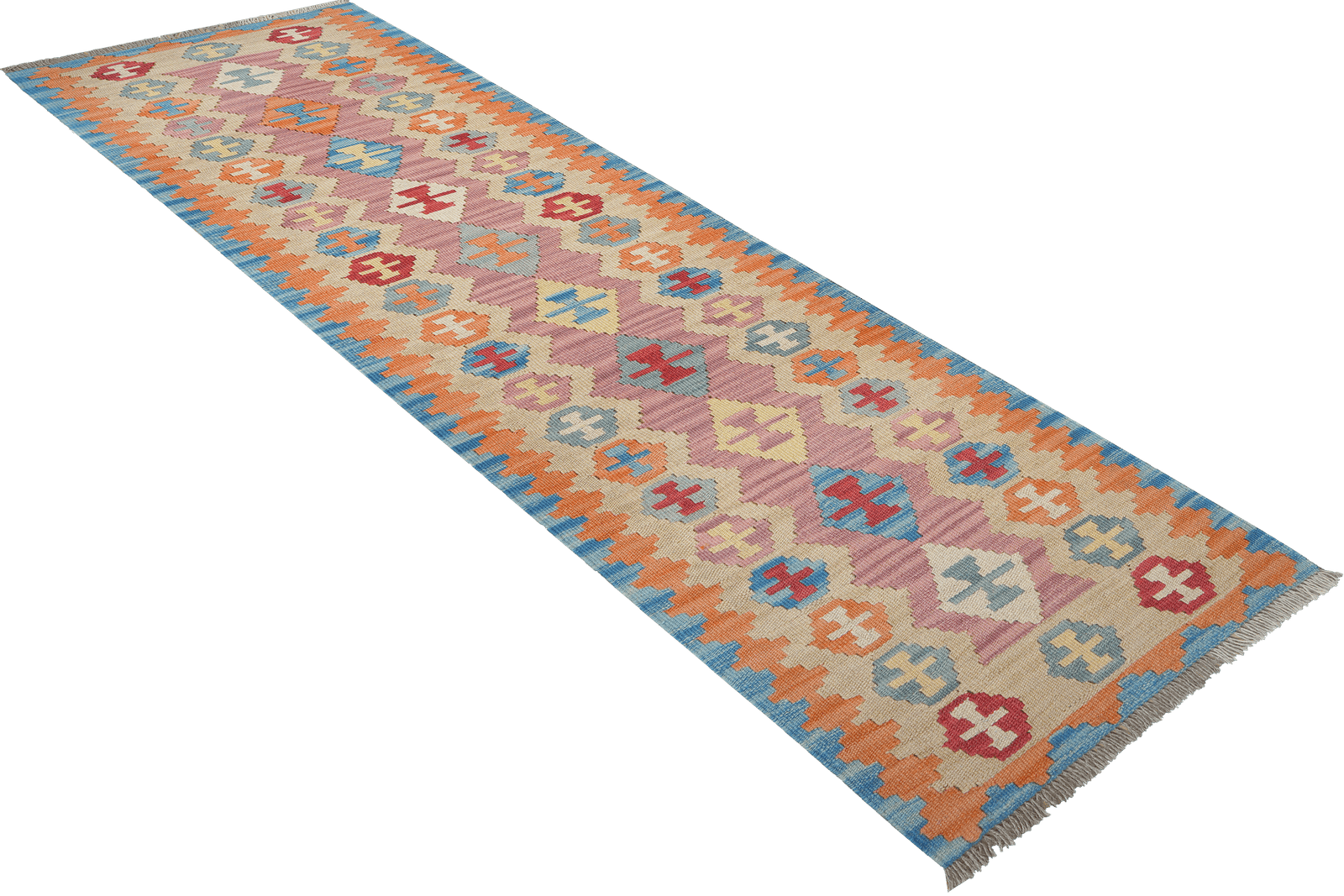 Kelim Gashgai — Handmade, 60x260 cm, Pink, 100% Virgin Wool | View 4