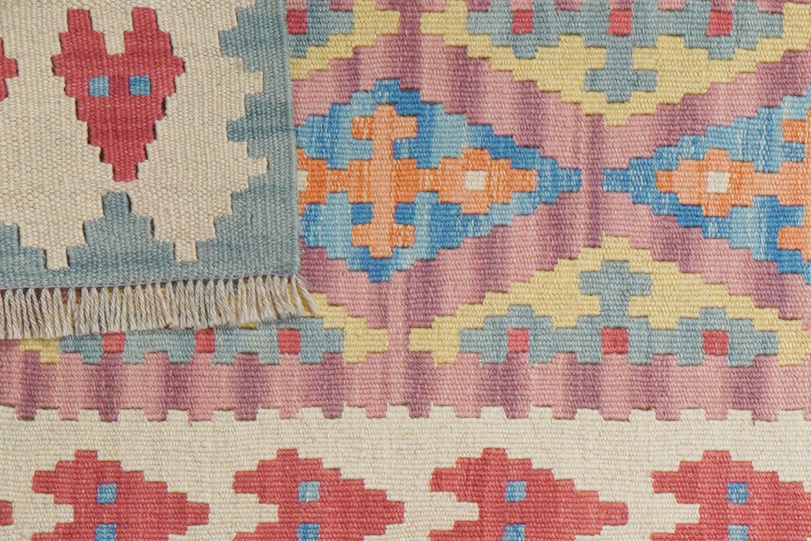 Kelim Gashgai — Handmade, 63x245 cm, Pink, 100% Virgin Wool | View 6