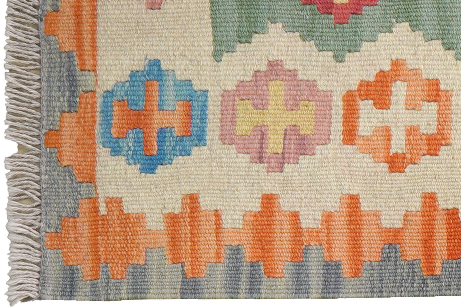 Kelim Gashgai — Handgefertigt, 249x61 cm, Beige, 100% Virgin Wool | View 4