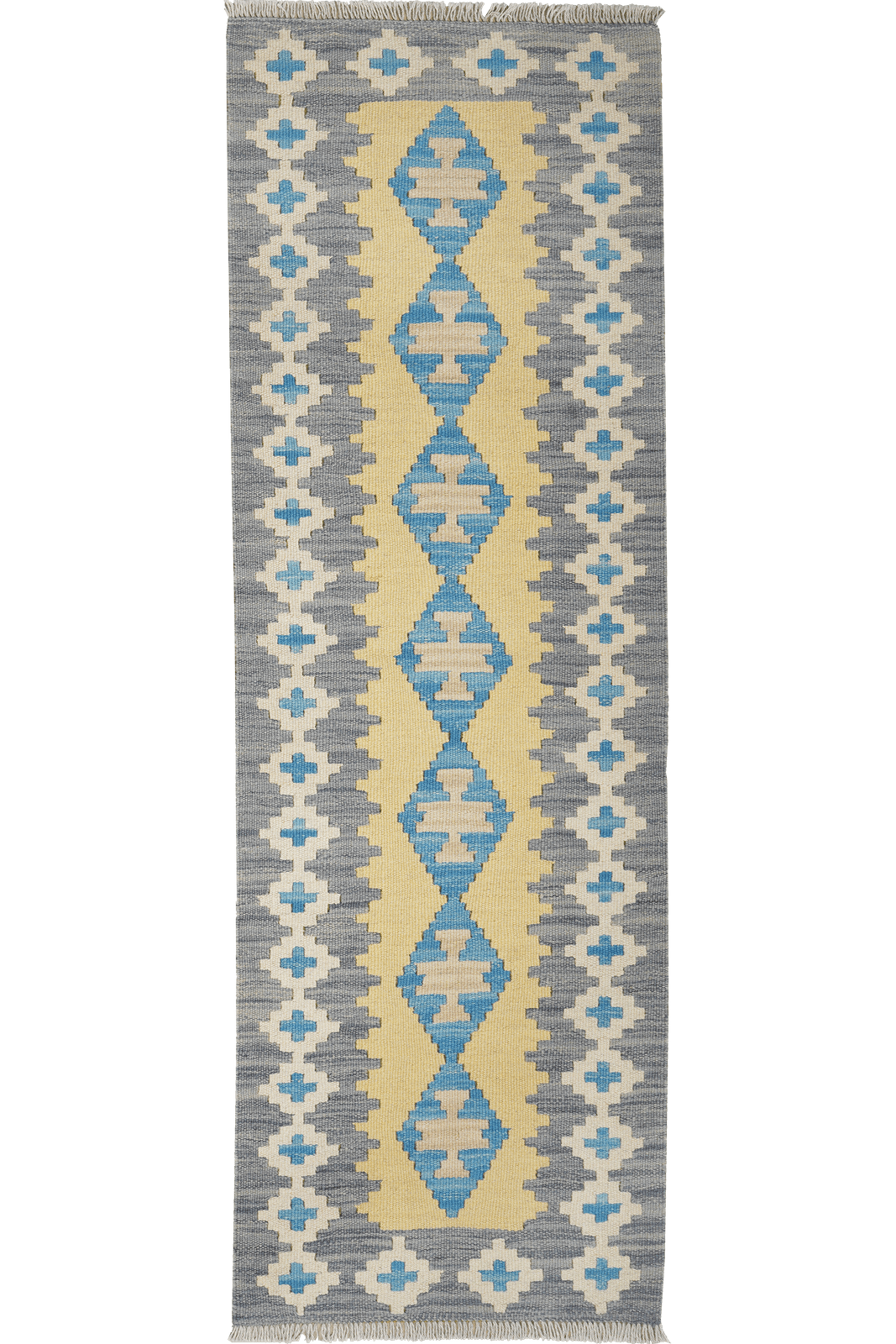 Kelim Gashgai — Handmade, 60x191 cm, Yellow, 100% Virgin Wool | Main view