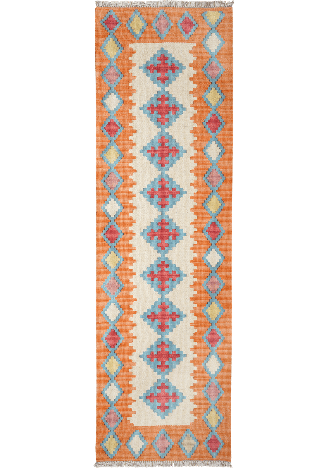 Kelim Gashgai — Handmade, 61x205 cm, Beige, 100% Virgin Wool | Main view