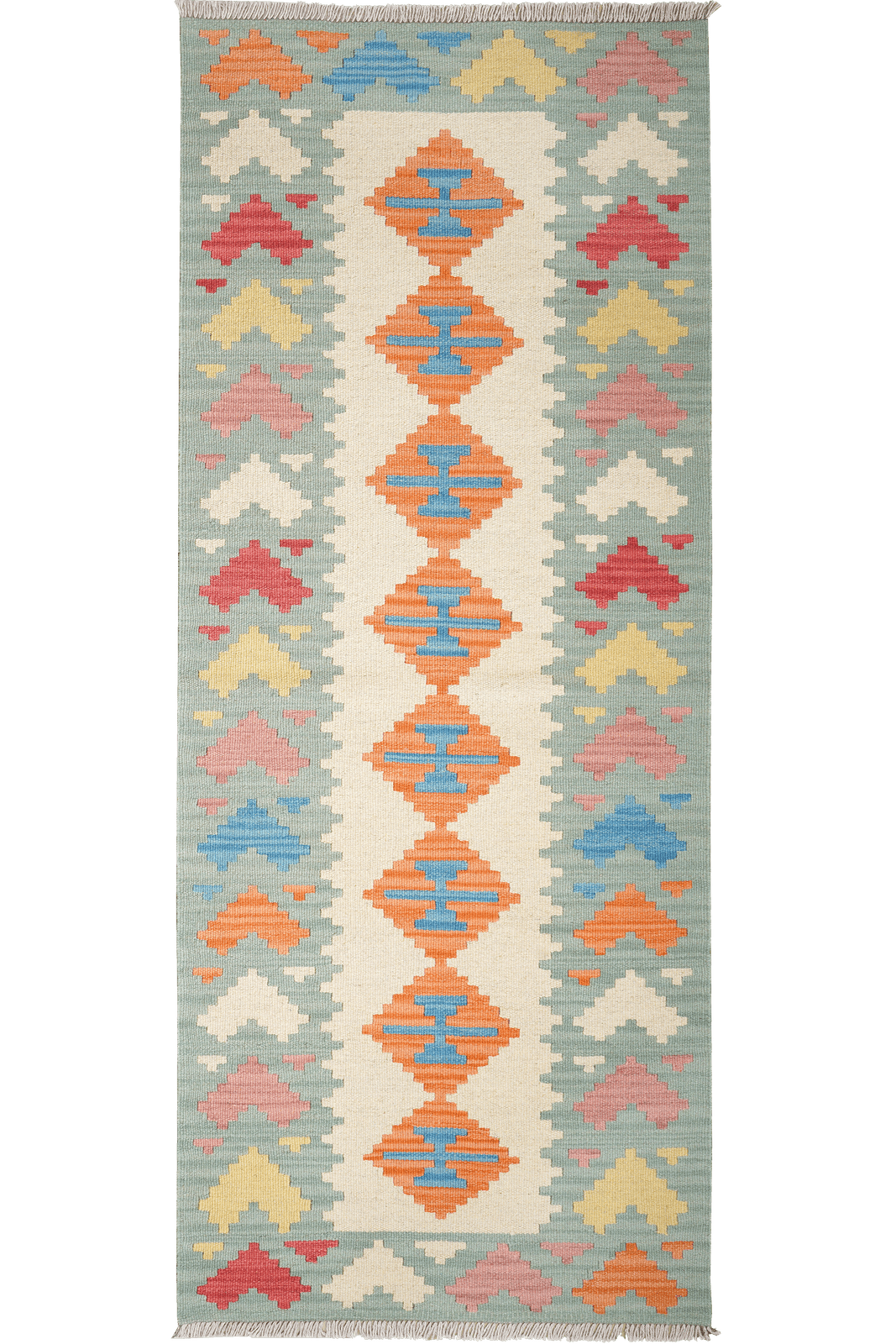 Kelim Gashgai — Handmade, 80x202 cm, Beige, 100% Virgin Wool | Main view