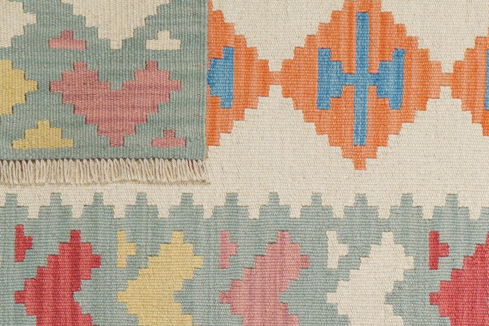 Kelim Gashgai — Handmade, 80x202 cm, Beige, 100% Virgin Wool | View 6