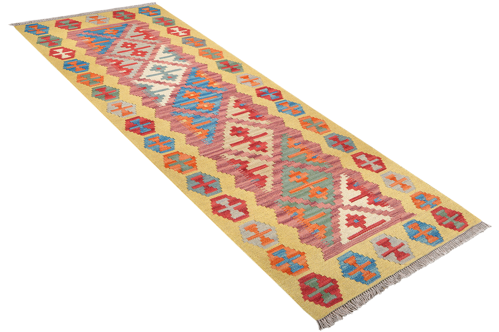 Kelim Gashgai — Handmade, 82x203 cm, Pink, 100% Virgin Wool | View 4