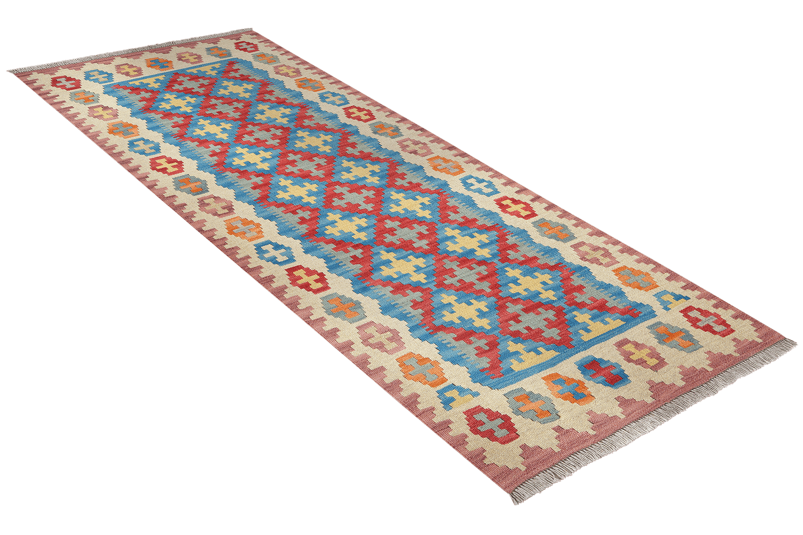 Kelim Gashgai — Handmade, 87x194 cm, Red, 100% Virgin Wool | View 4