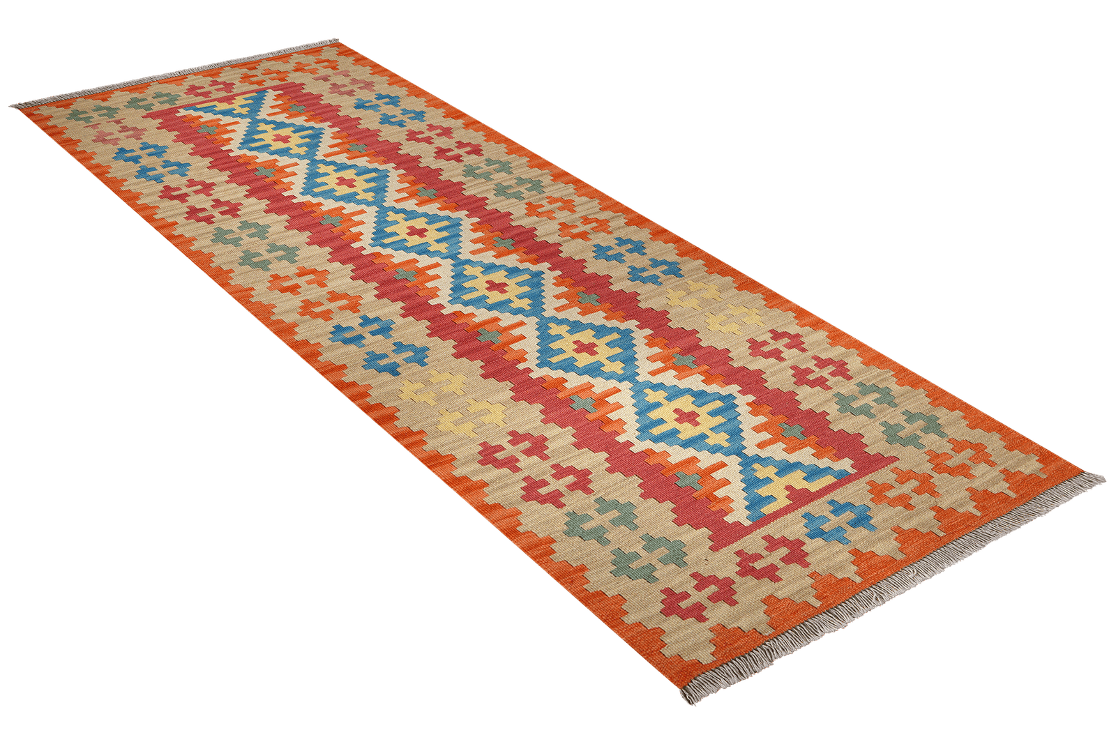 Kelim Gashgai — Handmade, 88x201 cm, Red, 100% Virgin Wool | View 4