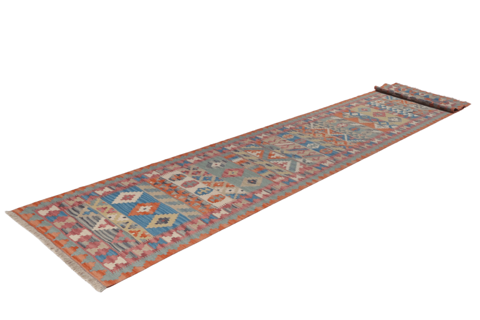 Kelim Gashgai — Handmade, 85x421 cm, Multicolor, 100% Virgin Wool | View 6