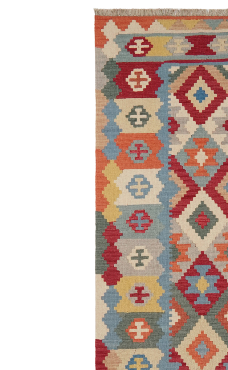 Kelim Gashgai — Handgefertigt, 398x106 cm, Bunt, 100% Virgin Wool | View 4