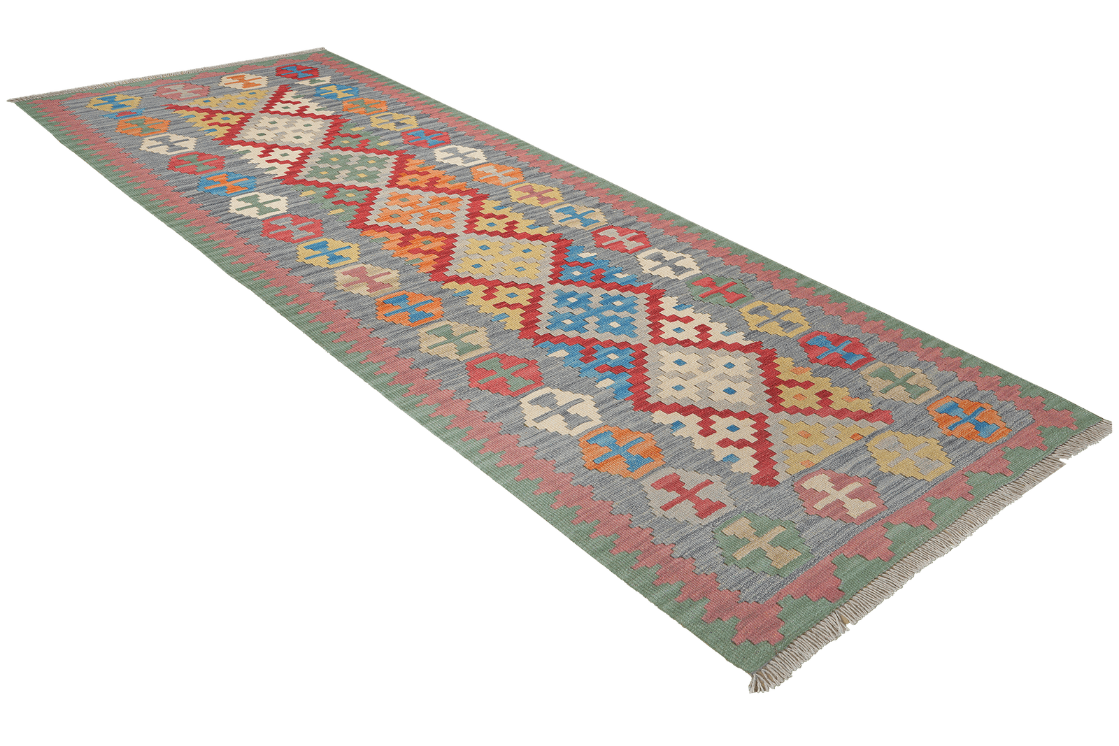 Kelim Gashgai — Handmade, 87x241 cm, Red, 100% Virgin Wool | View 4