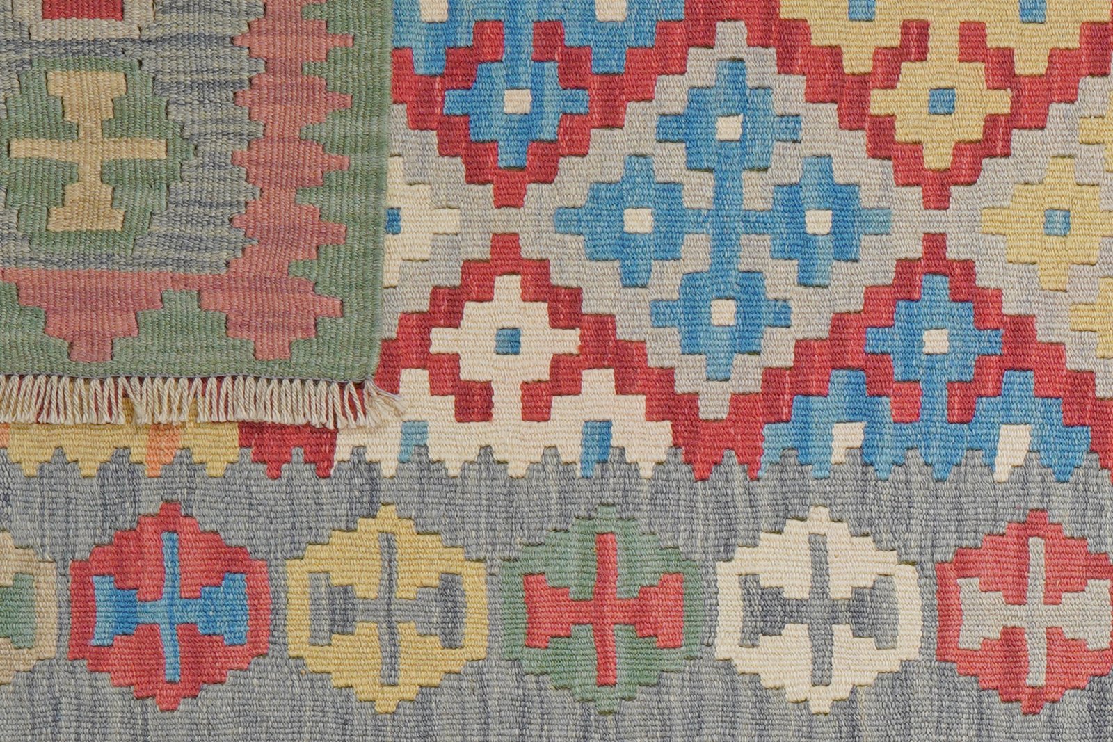 Kelim Gashgai — Handmade, 87x241 cm, Red, 100% Virgin Wool | View 6