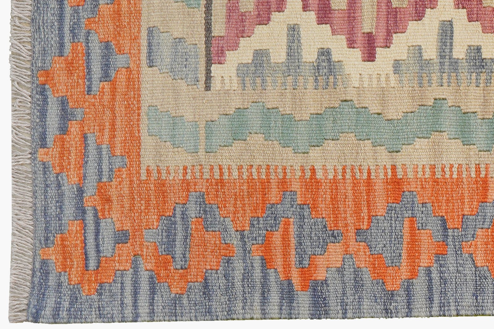 Kelim Gashgai — Handmade, 87x243 cm, Beige, 100% Virgin Wool | View 3