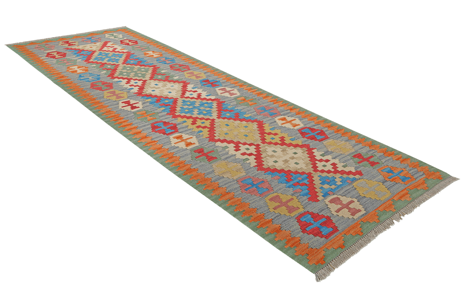 Kelim Gashgai — Handmade, 86x242 cm, Red, 100% Virgin Wool | View 4