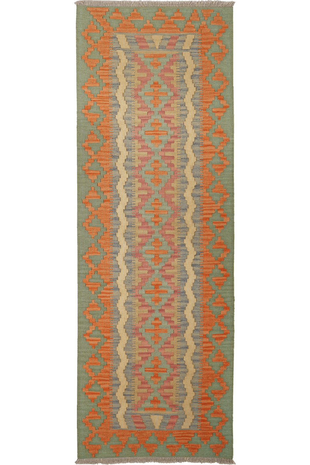 Kelim Gashgai — Handmade, 85x246 cm, Beige, 100% Virgin Wool | Main view