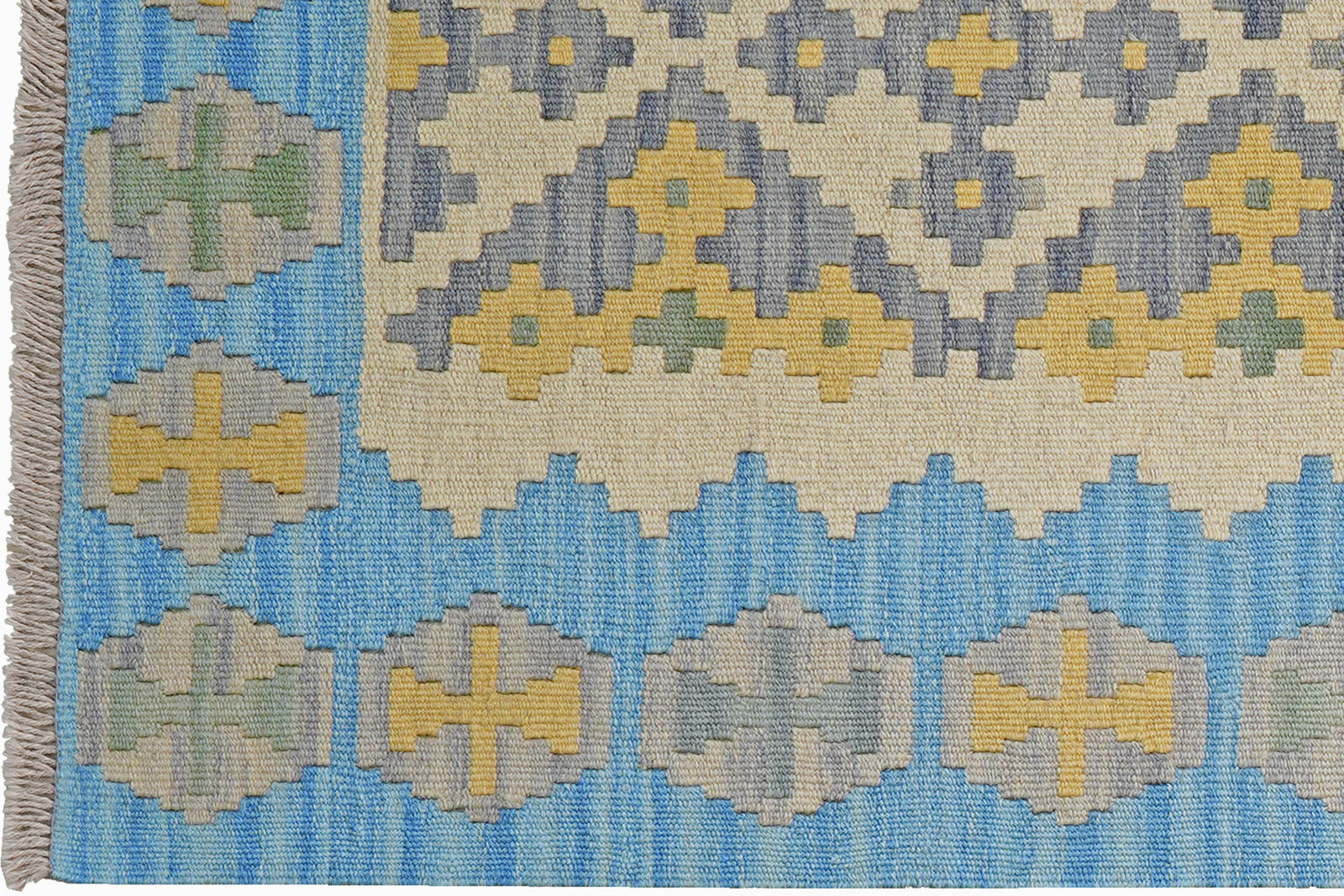 Kelim Gashgai — Handgefertigt, 249x88 cm, Blau, 100% Virgin Wool | View 4
