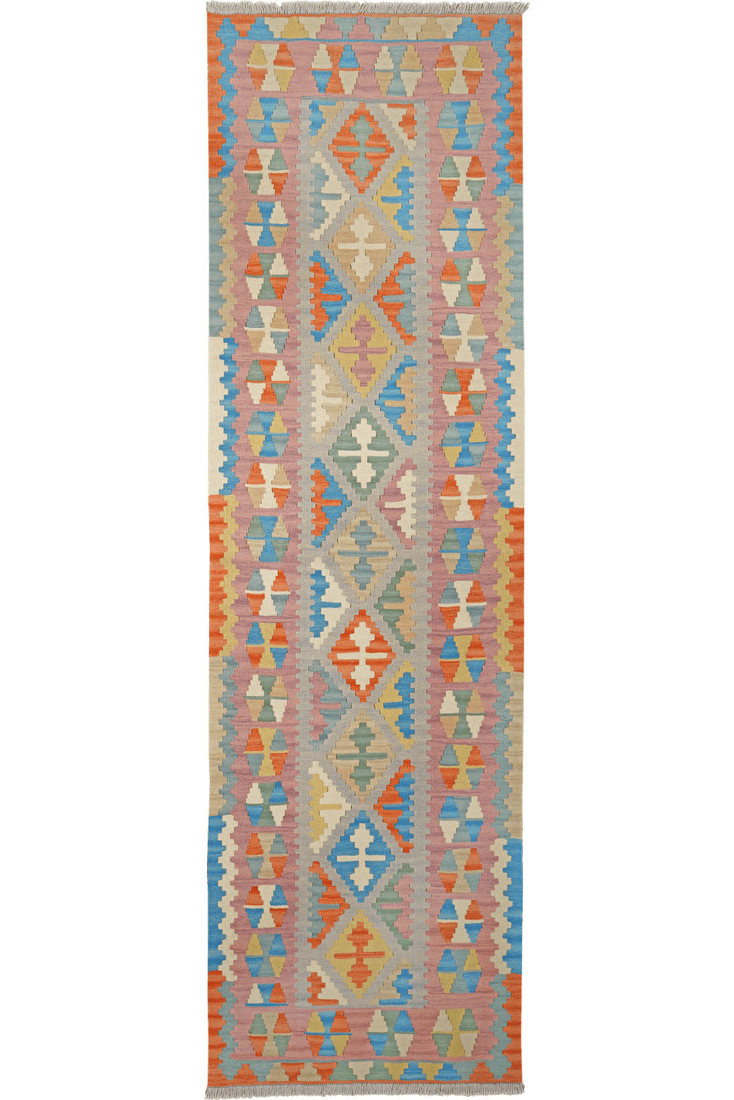 Kelim Gashgai — Handmade, 86x297 cm, Grey, 100% Virgin Wool | Main view