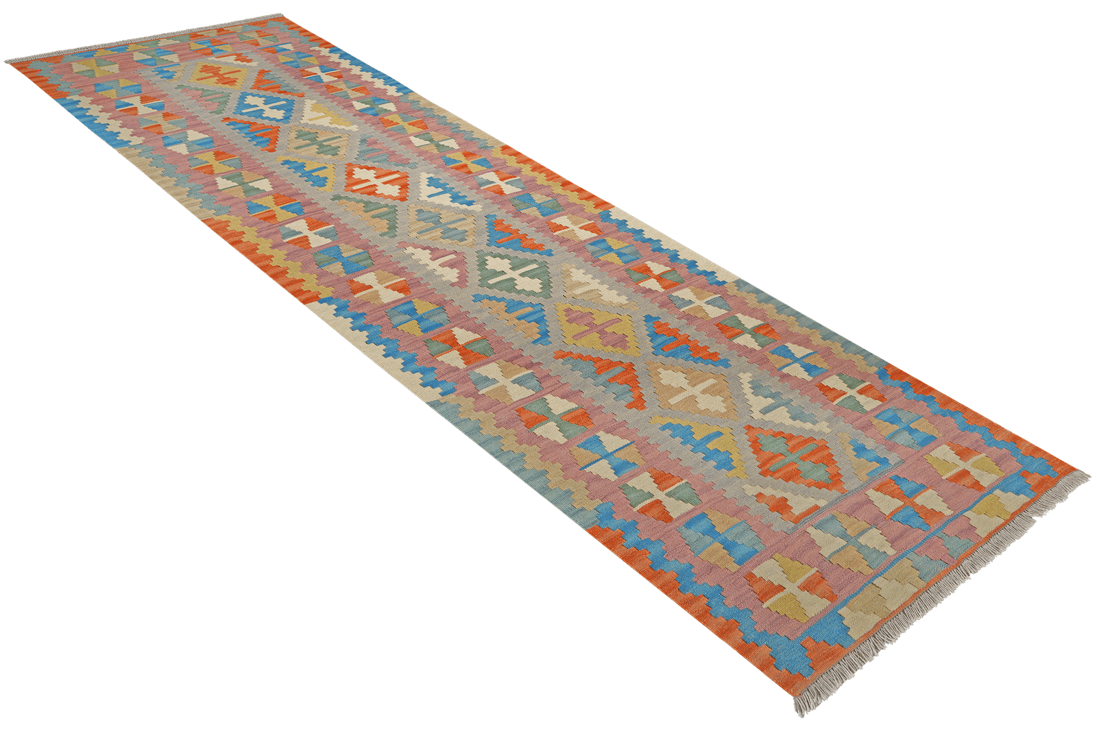 Kelim Gashgai — Handmade, 86x297 cm, Grey, 100% Virgin Wool | View 4