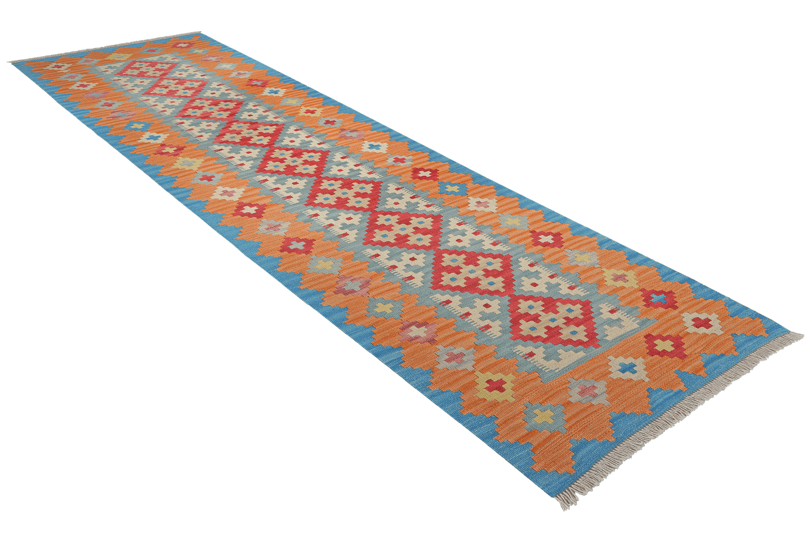 Kelim Gashgai — Handmade, 79x293 cm, Blue, 100% Virgin Wool | View 4