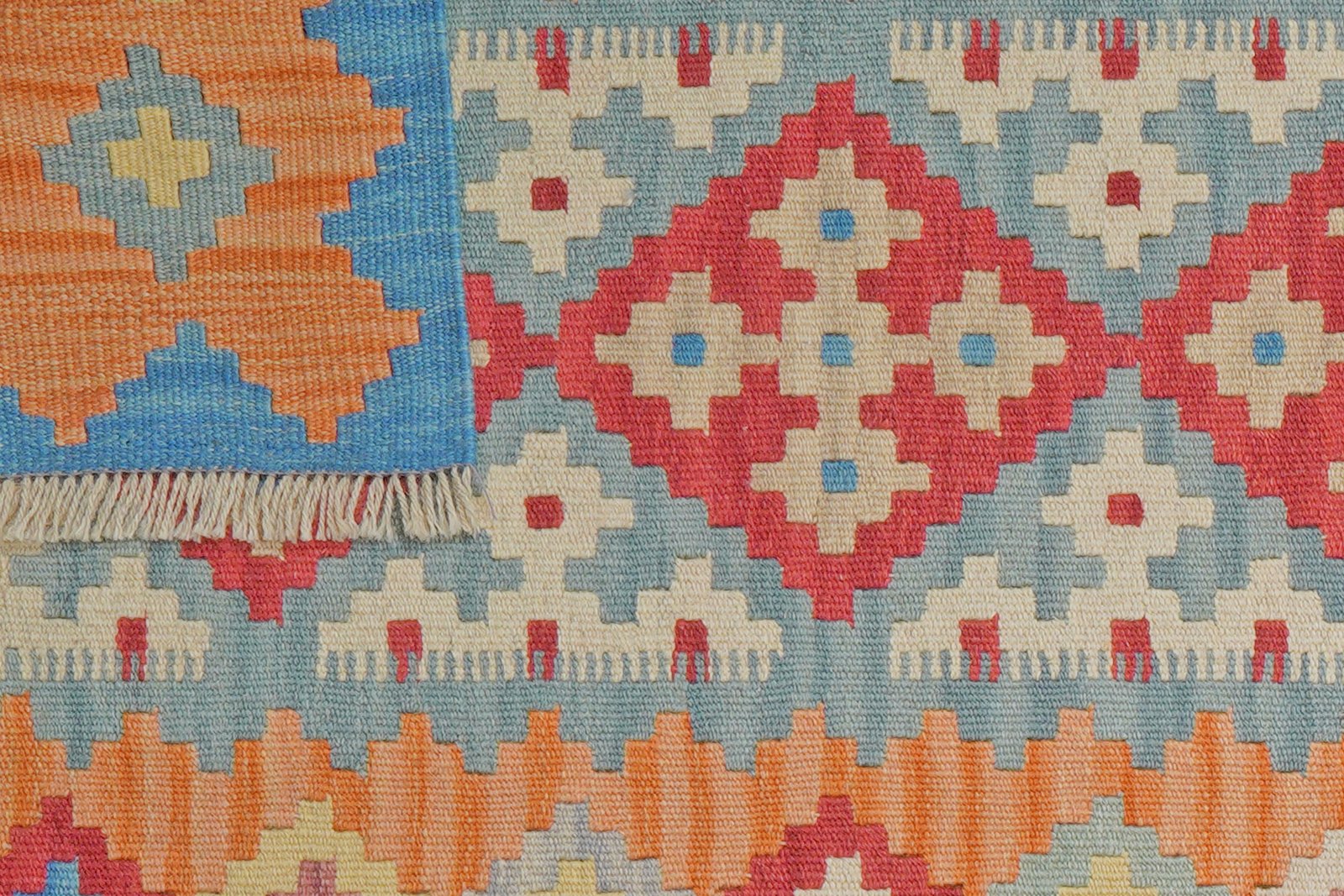 Kelim Gashgai — Handmade, 79x293 cm, Blue, 100% Virgin Wool | View 6