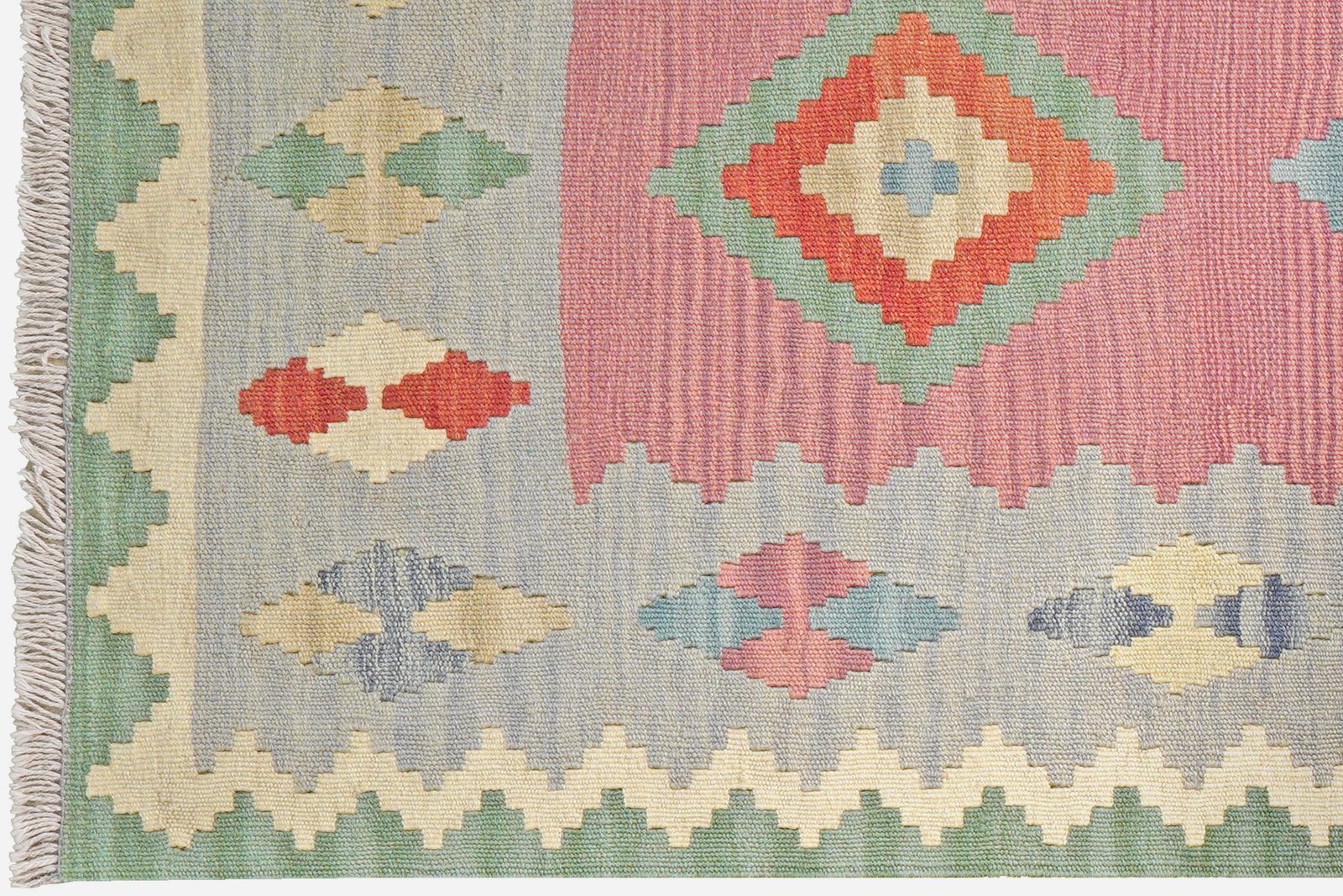 Kelim Gashgai — Handmade, 87x296 cm, Pink, 100% Virgin Wool | View 3