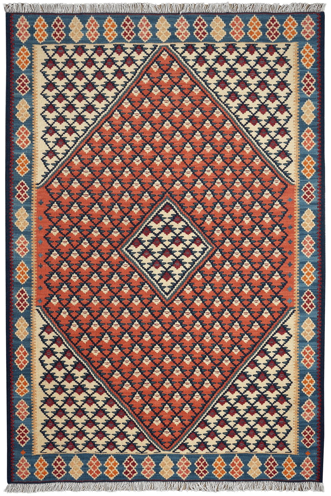 Kelim Senneh — Handmade, 105x156 cm, Red, 100% Virgin Wool | Main view
