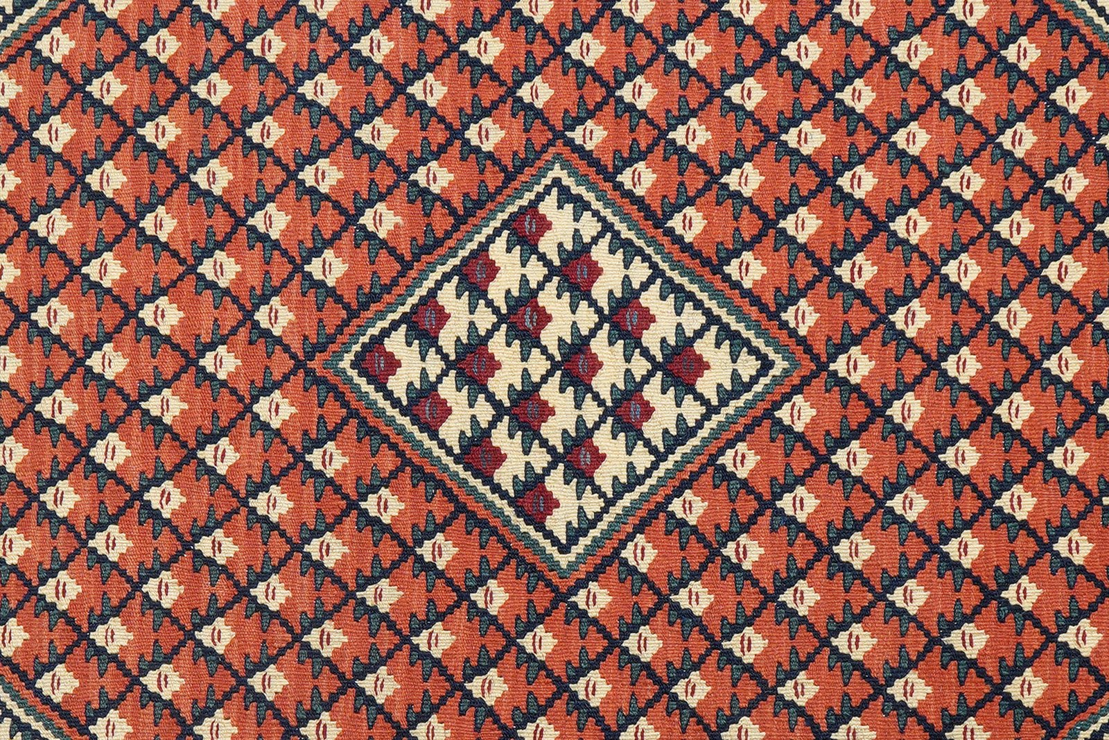 Kelim Senneh — Handmade, 105x156 cm, Red, 100% Virgin Wool | View 5