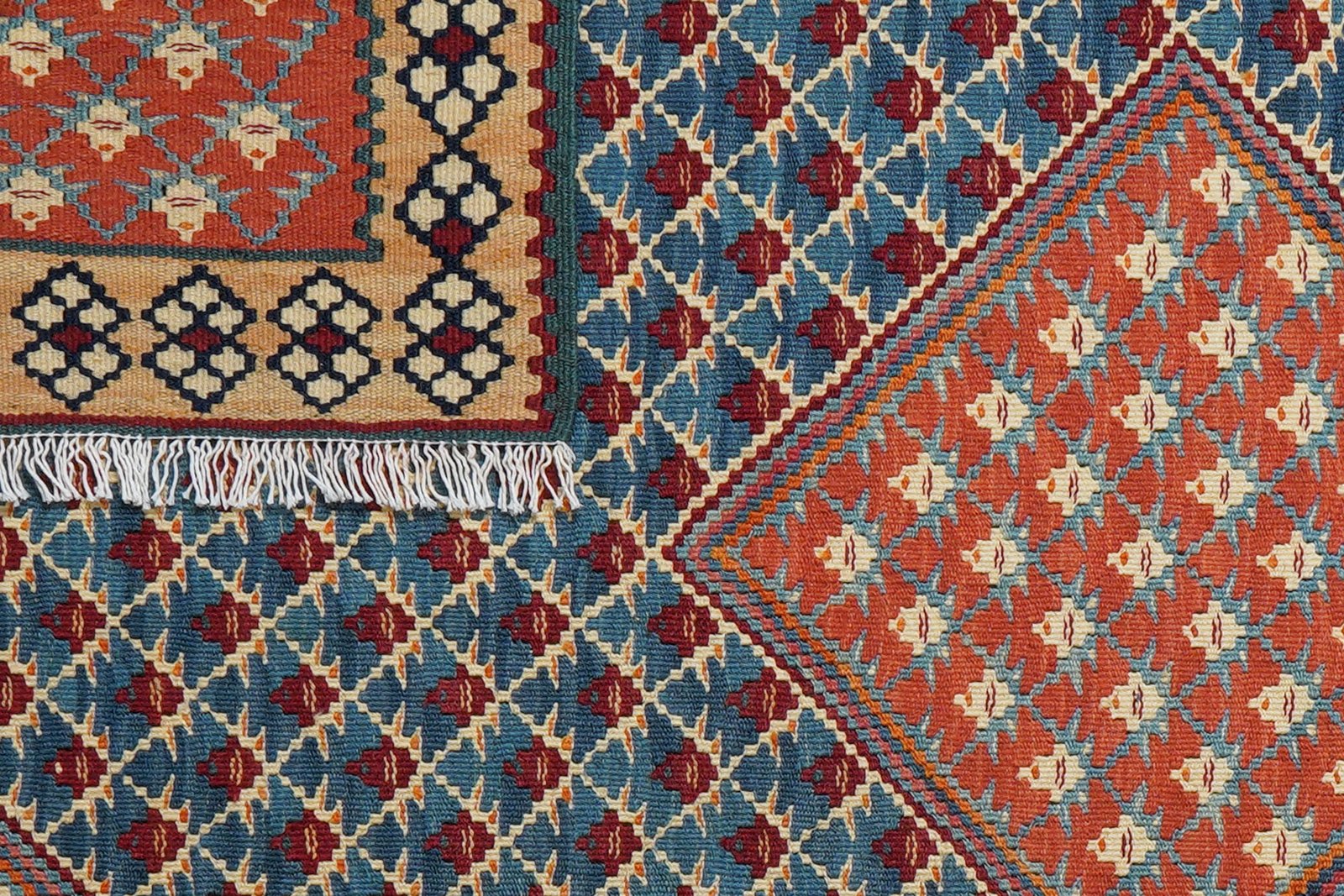 Kelim Senneh — Handmade, 106x151 cm, Blue, 100% Virgin Wool | View 6