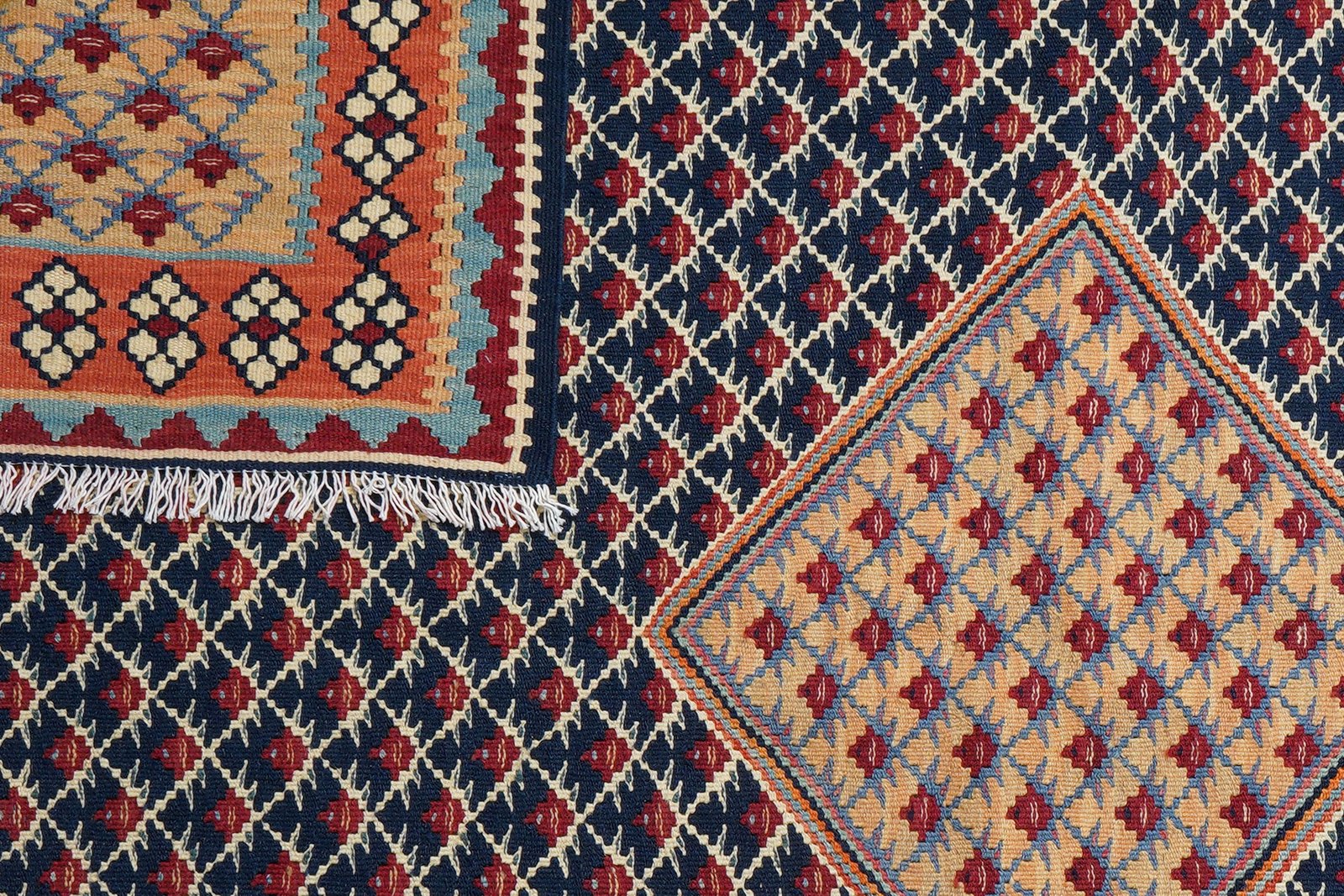 Kelim Senneh — Handmade, 153x193 cm, Blue, 100% Virgin Wool | View 6