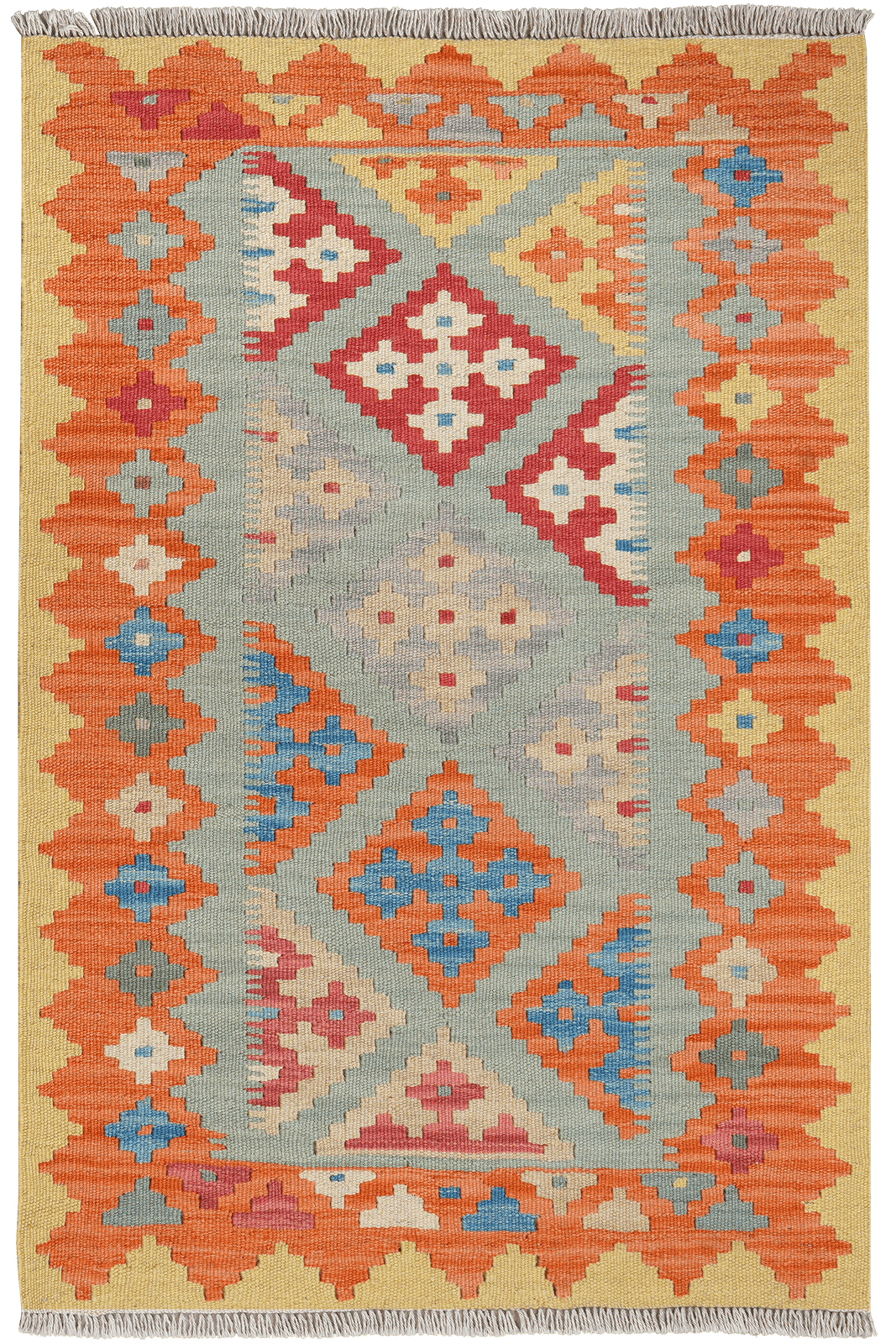 Kelim Gashgai — Handmade, 85x129 cm, Blue, 100% Virgin Wool | Main view
