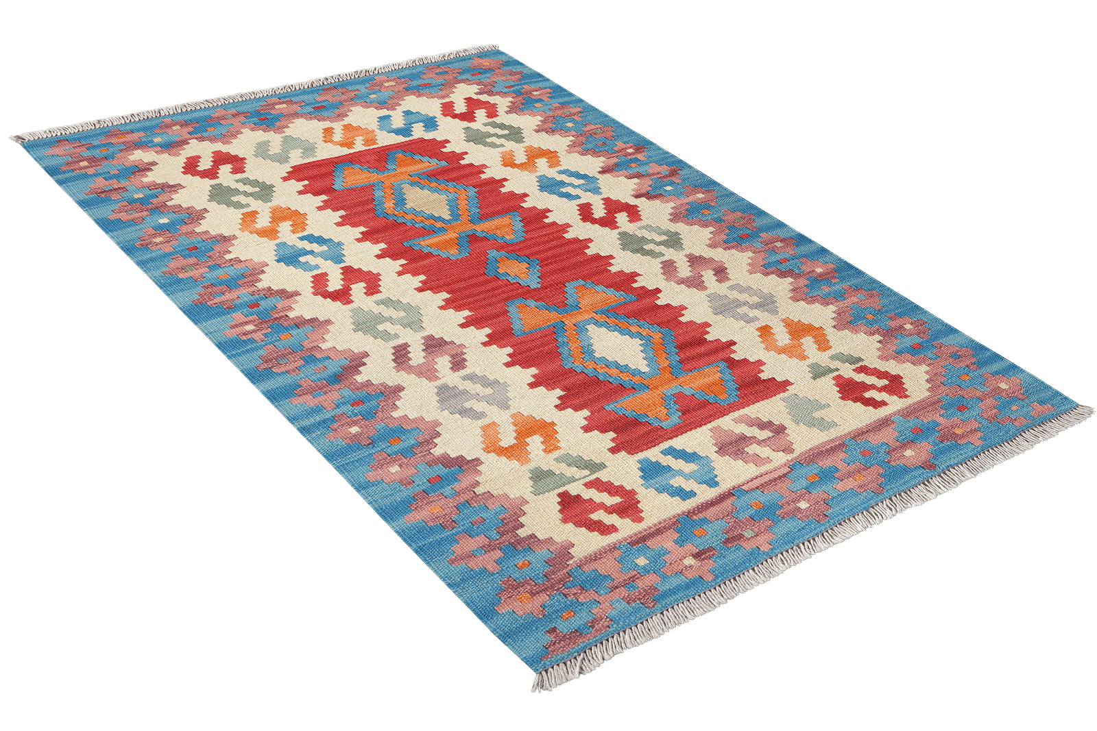 Kelim Gashgai — Handmade, 82x119 cm, Red, 100% Virgin Wool | View 4