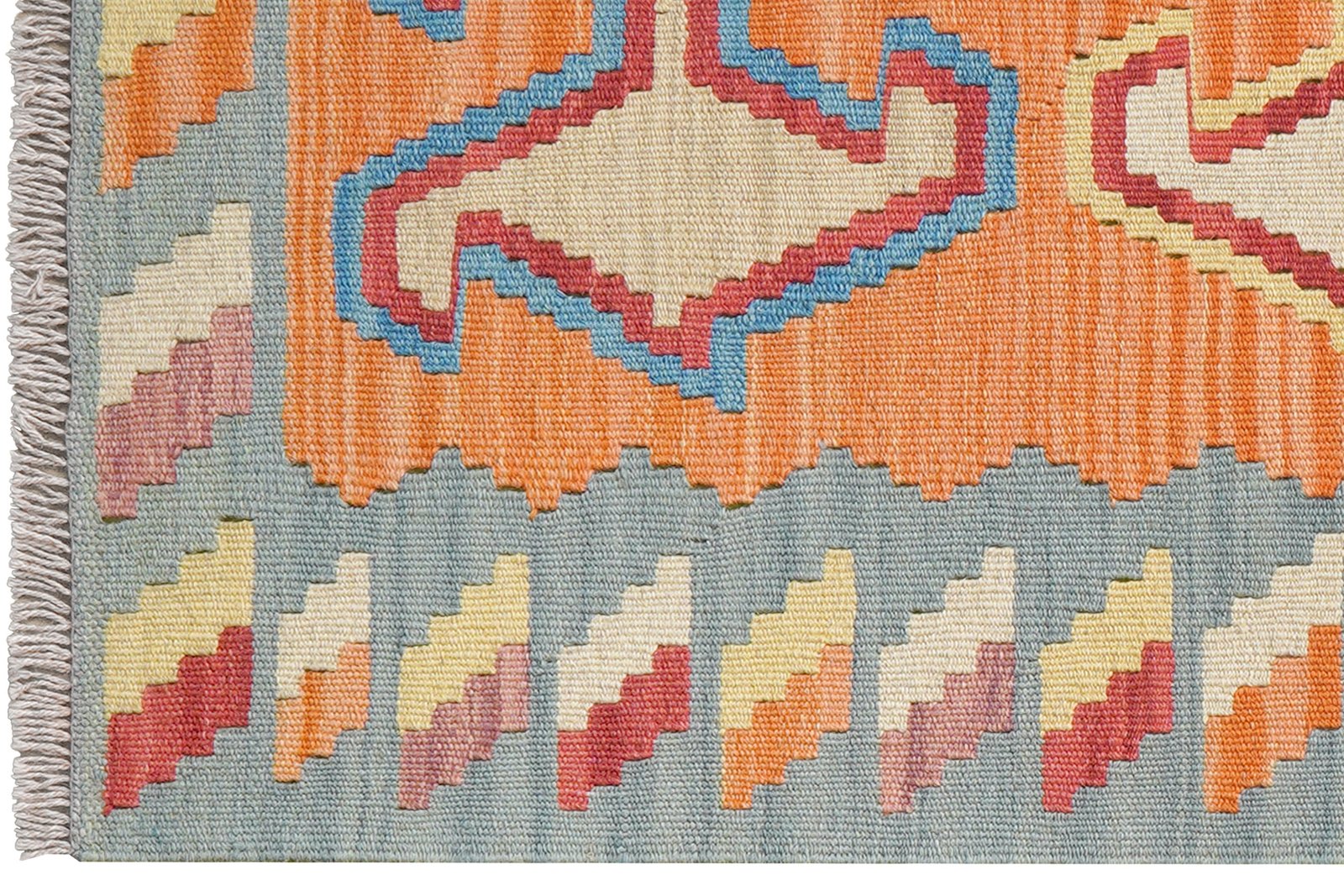 Kelim Gashgai — Handmade, 80x121 cm, Orange, 100% Virgin Wool | View 3