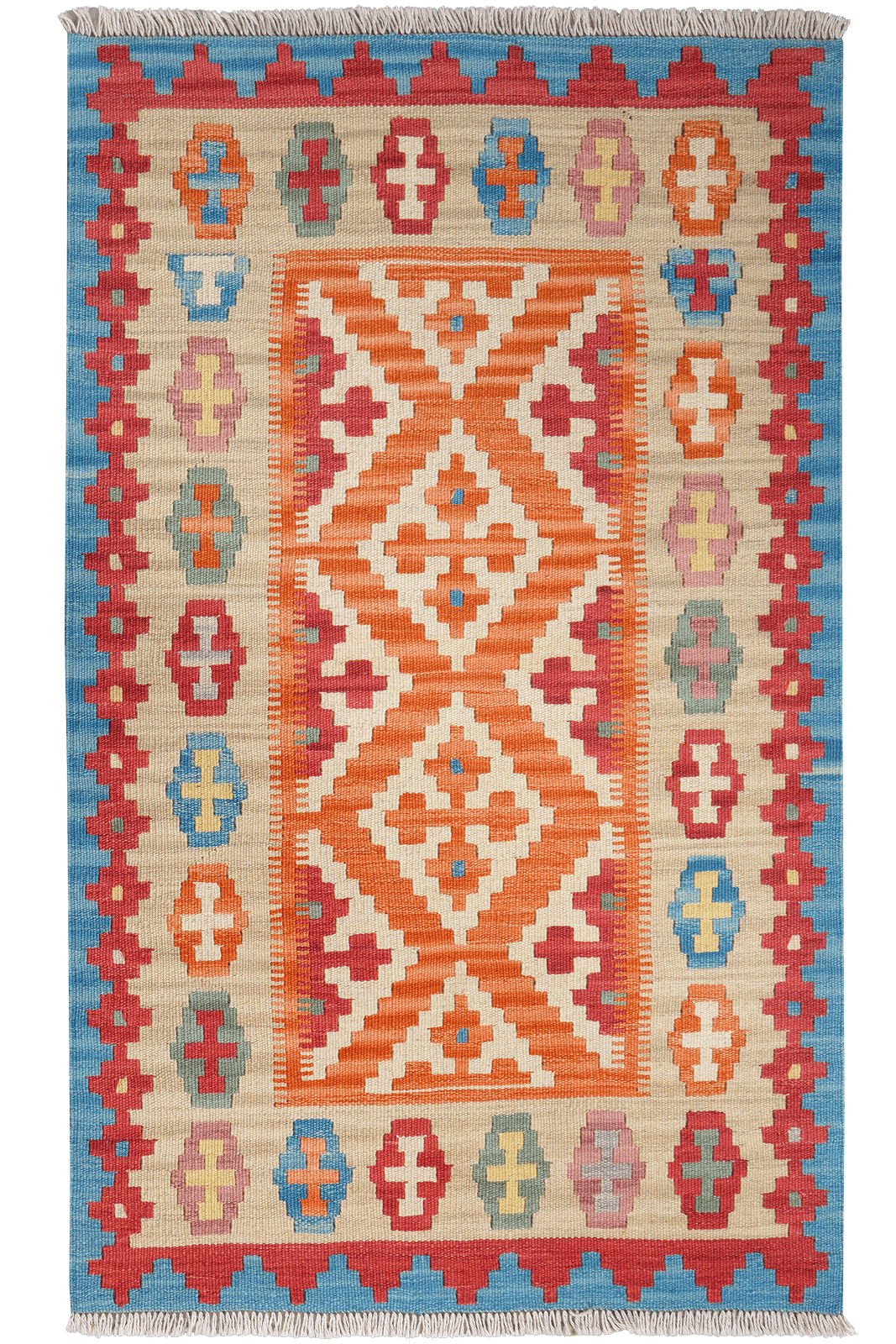 Kelim Gashgai — Handmade, 85x140 cm, Orange, 100% Virgin Wool | Main view