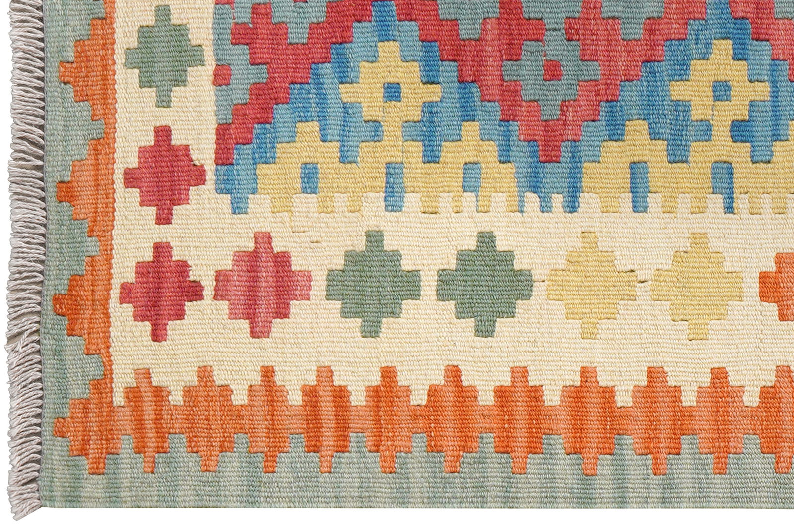 Kelim Gashgai — Handgefertigt, 128x85 cm, Beige, 100% Virgin Wool | View 4