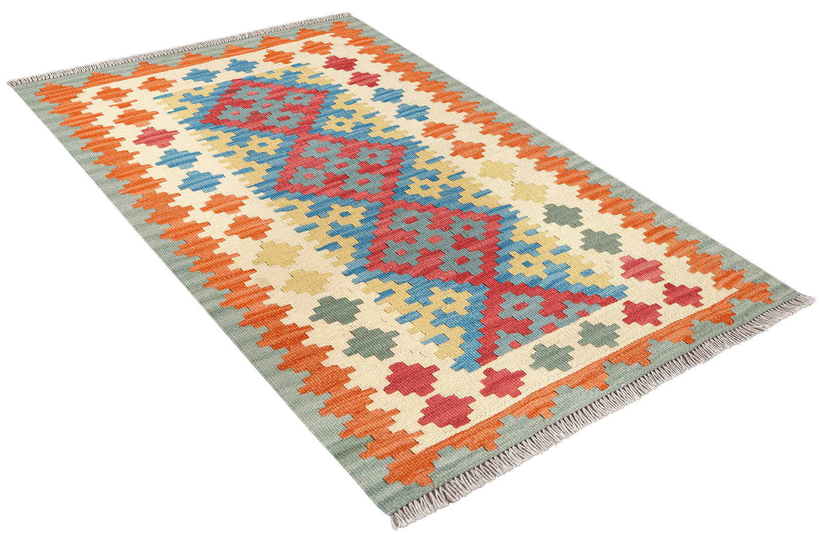 Kelim Gashgai — Handmade, 85x128 cm, Blue, 100% Virgin Wool | View 4