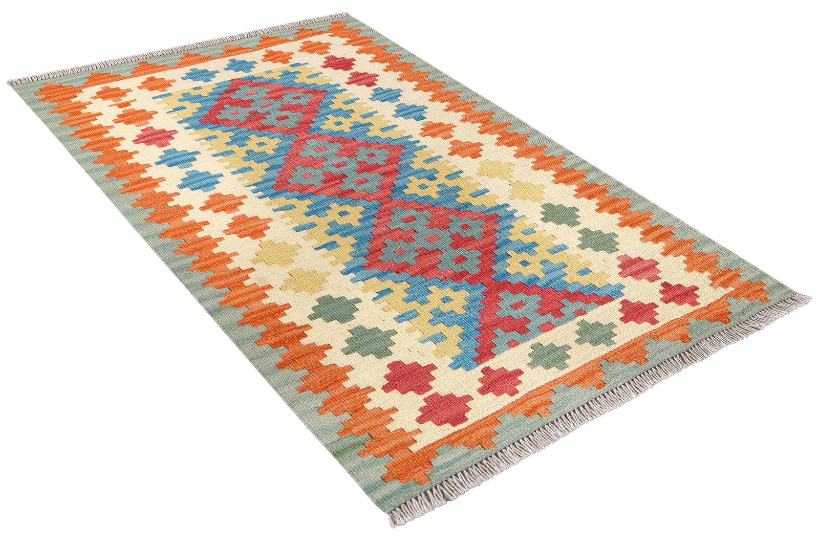 Kelim Gashgai — Handgefertigt, 128x85 cm, Beige, 100% Virgin Wool | View 5
