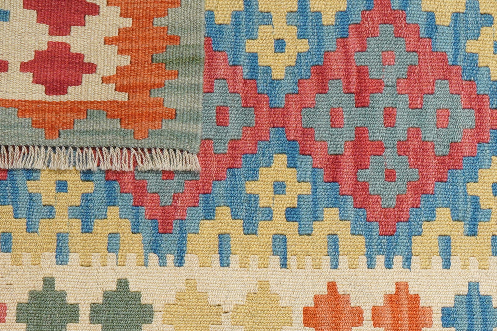 Kelim Gashgai — Handgefertigt, 128x85 cm, Beige, 100% Virgin Wool | View 7