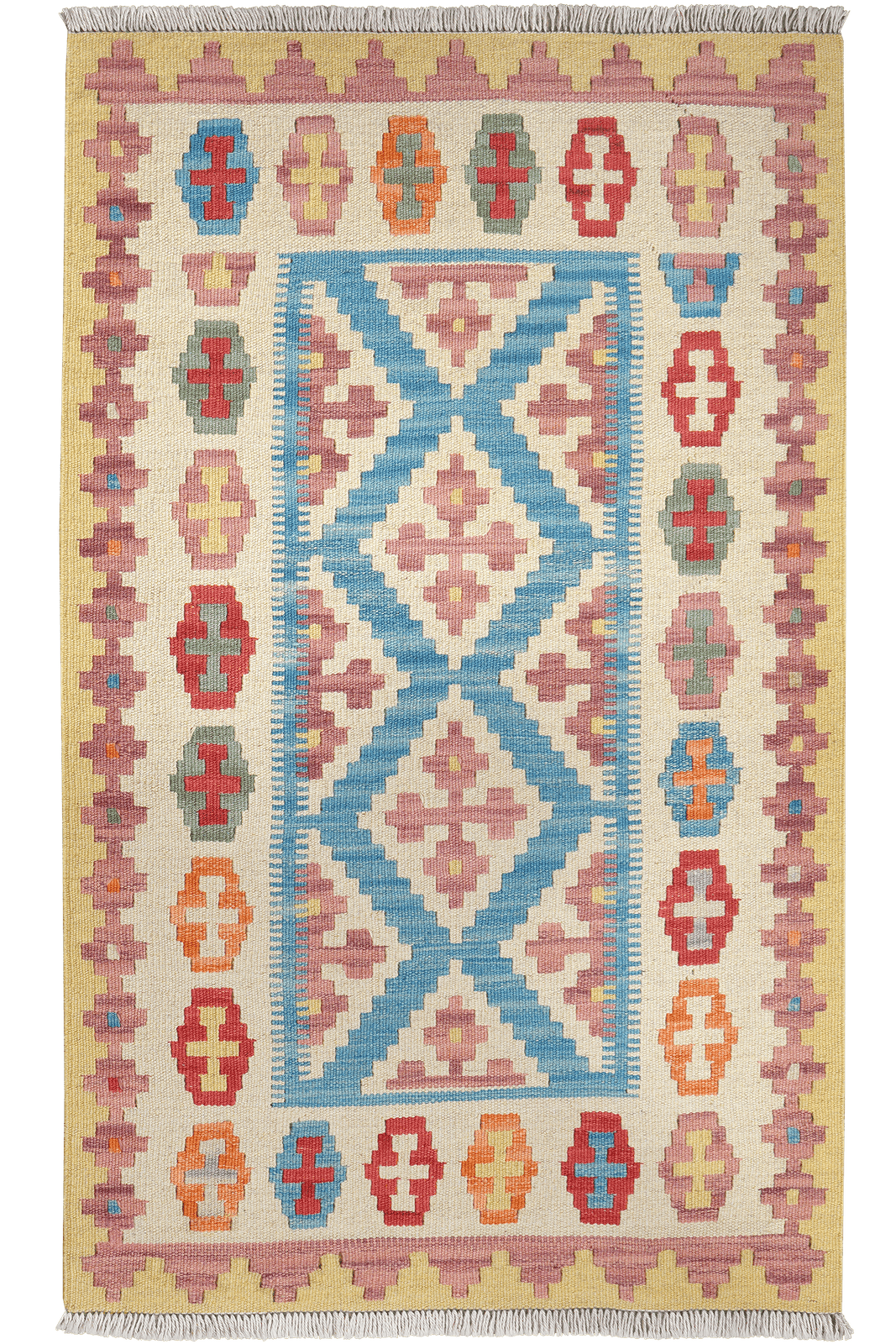 Kelim Gashgai — Handmade, 87x142 cm, Blue, 100% Virgin Wool | Main view