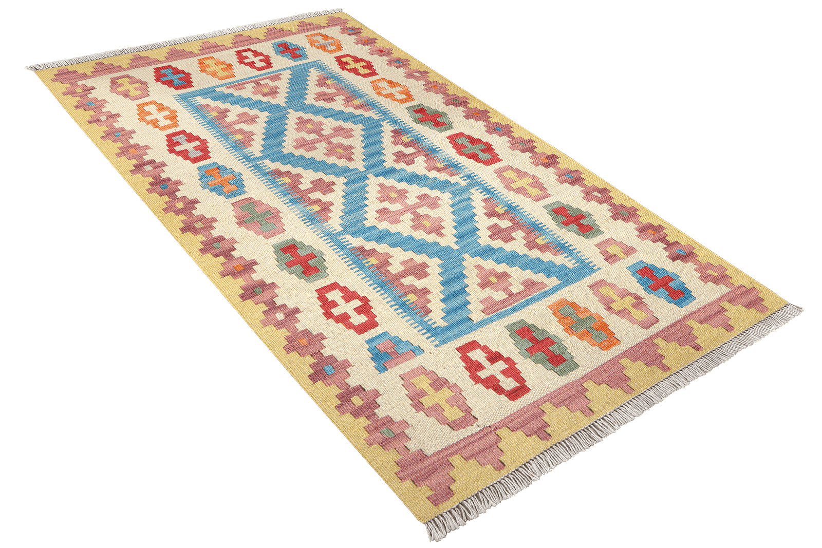 Kelim Gashgai — Handmade, 87x142 cm, Blue, 100% Virgin Wool | View 4