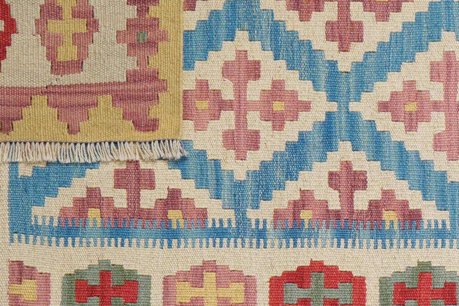Kelim Gashgai — Handmade, 87x142 cm, Blue, 100% Virgin Wool | View 6