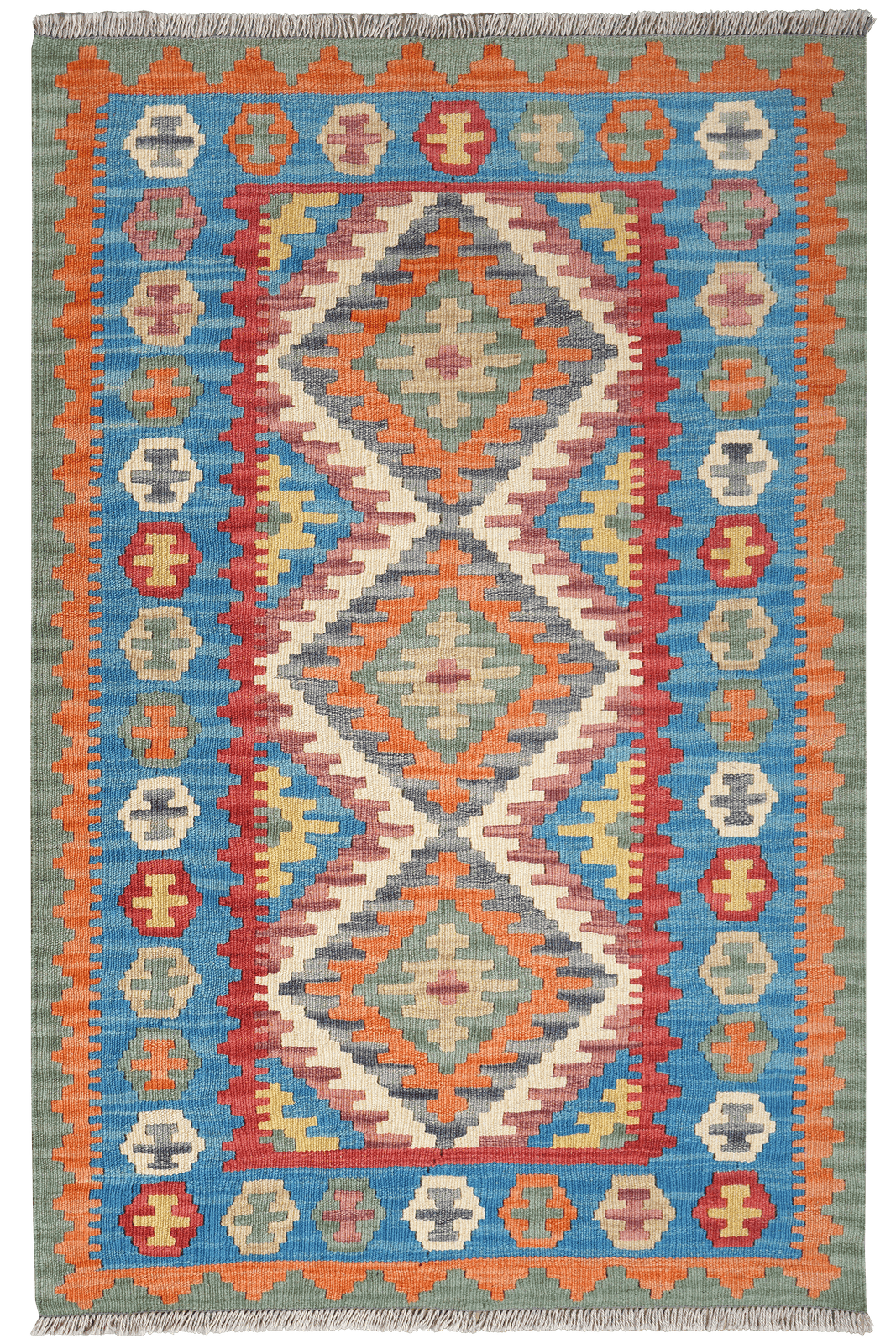 Kelim Gashgai — Handmade, 103x155 cm, Beige, 100% Virgin Wool | Main view