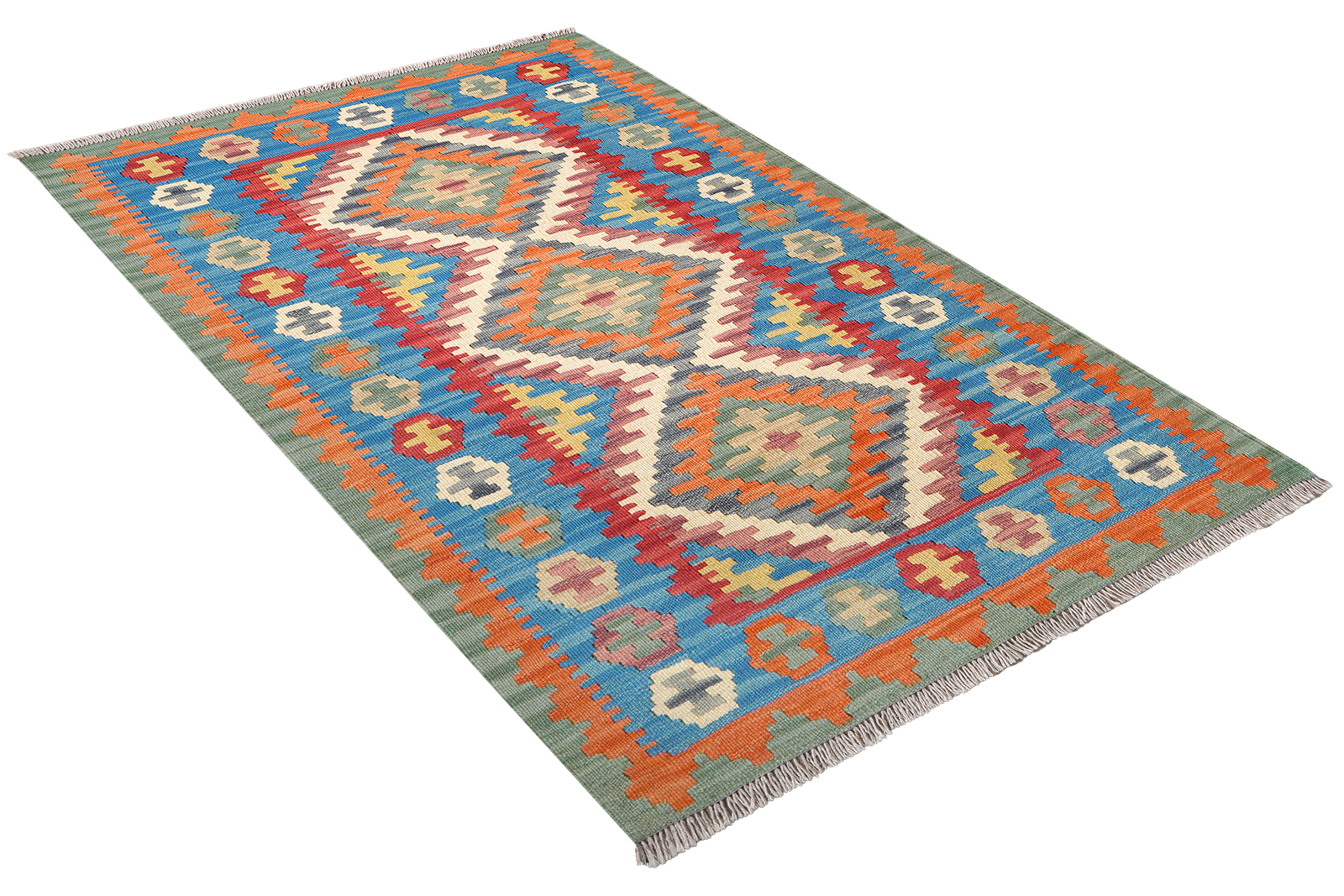 Kelim Gashgai — Handmade, 103x155 cm, Beige, 100% Virgin Wool | View 4