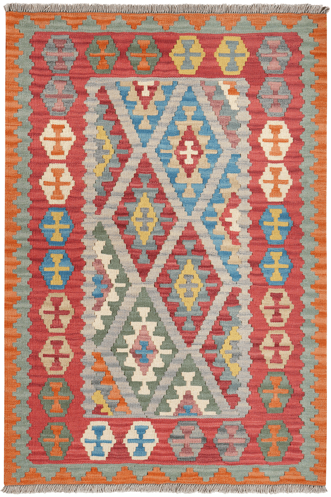 Kelim Gashgai — Handmade, 103x150 cm, Grey, 100% Virgin Wool | Main view