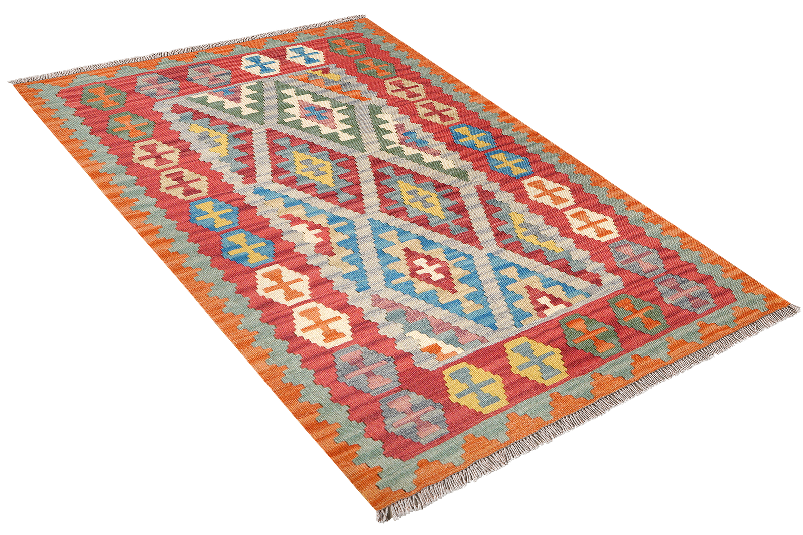 Kelim Gashgai — Handmade, 103x150 cm, Grey, 100% Virgin Wool | View 4