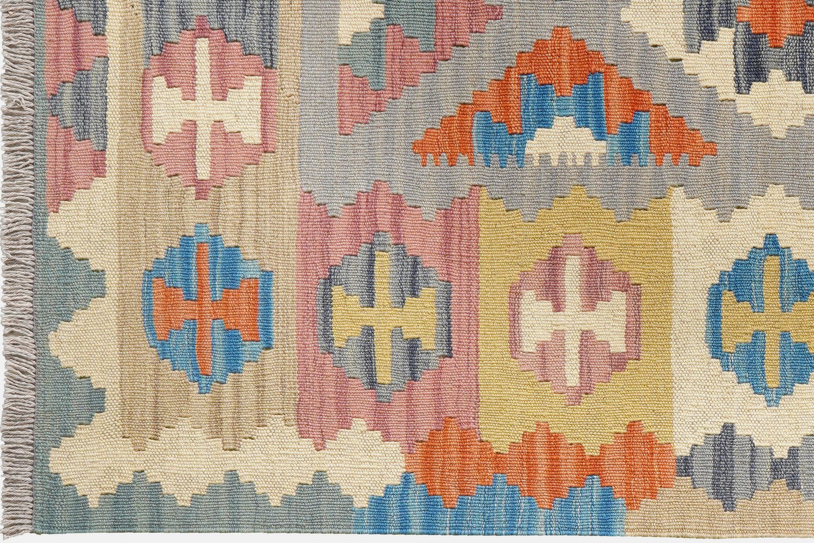 Kelim Gashgai — Handmade, 104x154 cm, Grey, 100% Virgin Wool | View 3