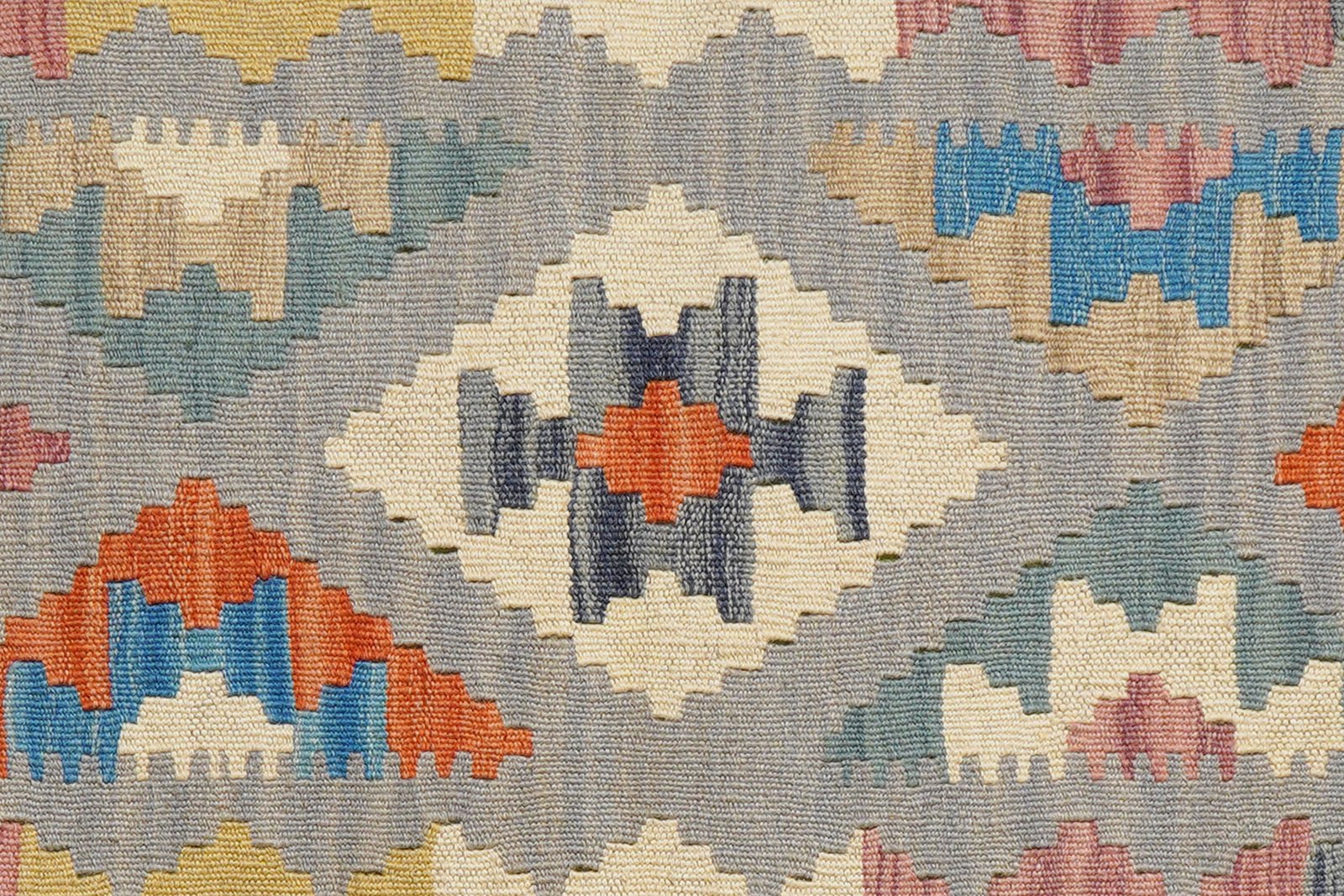 Kelim Gashgai — Handmade, 104x154 cm, Grey, 100% Virgin Wool | View 5