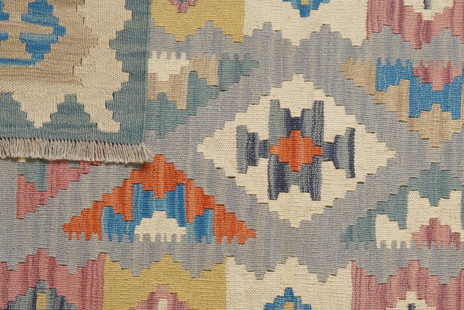 Kelim Gashgai — Handmade, 104x154 cm, Grey, 100% Virgin Wool | View 6