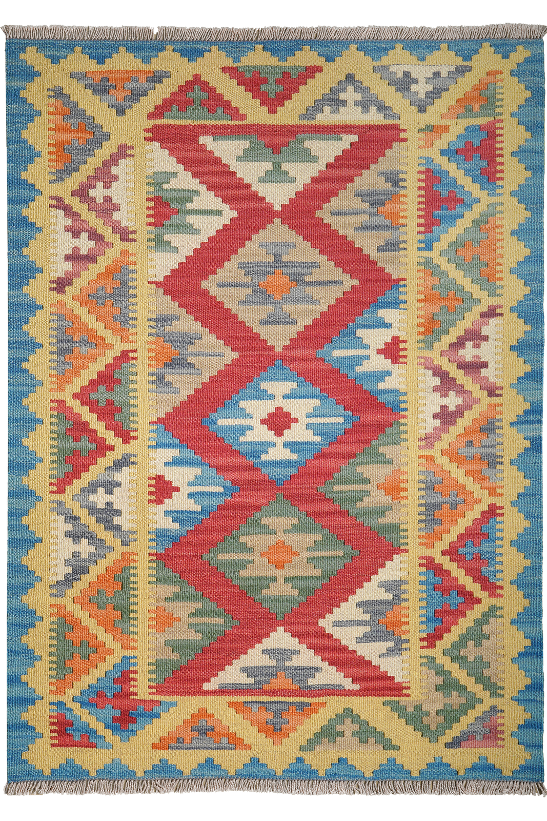 Kelim Gashgai — Handmade, 103x148 cm, Red, 100% Virgin Wool | Main view