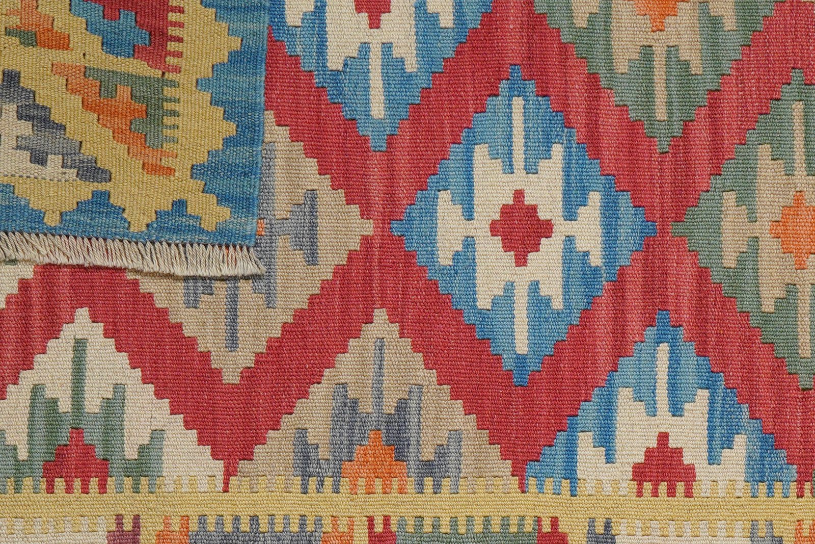 Kelim Gashgai — Handmade, 103x148 cm, Red, 100% Virgin Wool | View 6